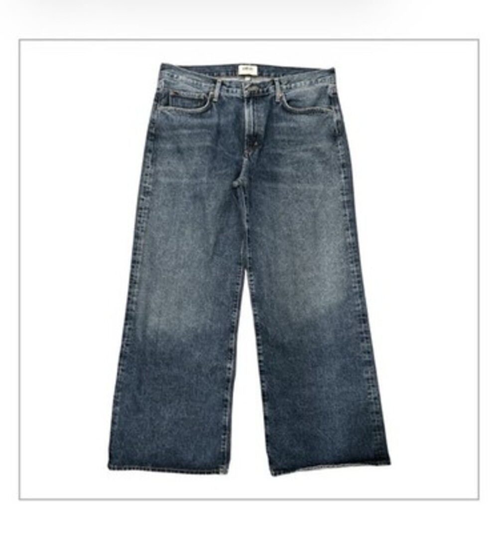 Agolde Arc Wide-Leg Denim Jeans Short Wave Dark Indigo Size 32